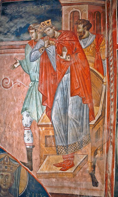 دقلديانوس (ديوكليتيان ، 244-311) - Peinture de Damiane (نشط القرن الرابع عشر) - القرن الرابع عشر - فريسكو - دير القديس جورج ، أوبيسي © FineArtImages / Leemage بواسطة البيزنطية