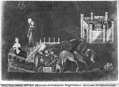 Gr 31 fol.7r ريبيكا وإليعازر في البئر من نشأة فيينا بواسطة المدرسة البيزنطية