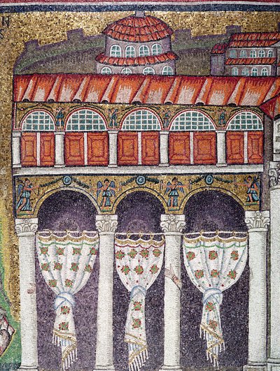 الجناح الأيسر من Palazzo di Teodorico ، 527-99 (فسيفساء) (تفاصيل 224988) بواسطة المدرسة البيزنطية