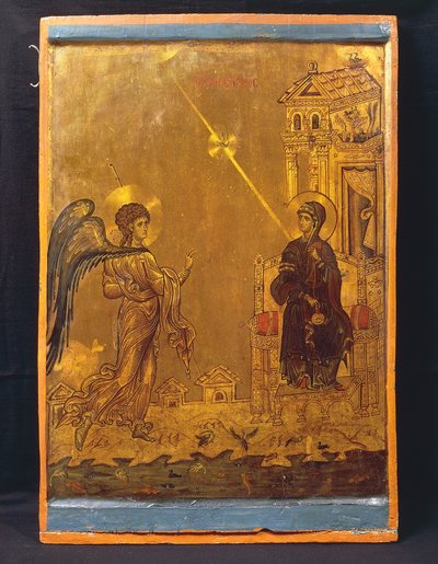 The Annunciation (tempera on panel) بواسطة المدرسة البيزنطية