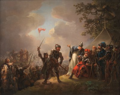 أسطورة العلم الدنماركي (Dannebrog) السقوط من السماء خلال معركة ليندانيس (تالين) في إستونيا عام 1219 بواسطة كاليفورنيا لورنتزن