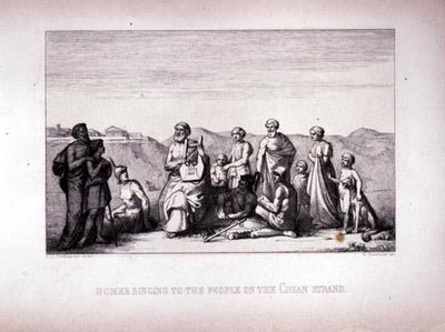 هوميروس الغناء للناس على حبلا Chian ، نقشها B.Blloccini ، 1849 بواسطة CC بيركنز