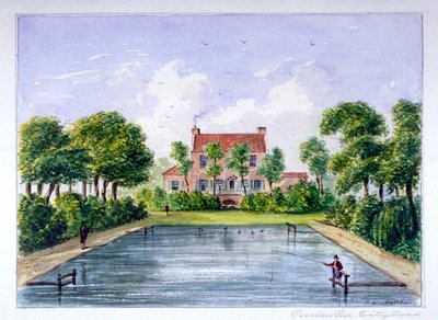 الناس يصطادون في Peerless Pool ، City Road ، Finsbury ، لندن ، c1800. بواسطة سي إتش ماثيوز