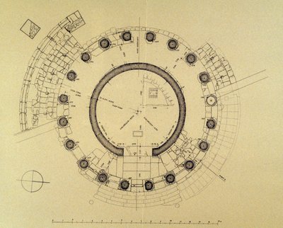 Floor plan of Temple of Vesta or Hercules Victor, by German archaeologist Friedrich Rakob (1931-2007) (photo) بواسطة جي بي وبراون جيه وروبوتام