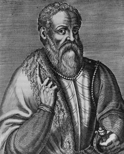 Portrait of Hernan Cortes (1485-1547), Spanish Conquistador, engraving بواسطة جي بي وبراون جيه وروبوتام