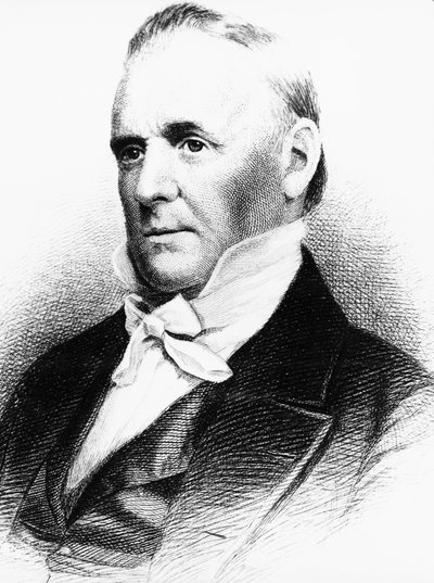 Portrait of James Buchanan (1791-1868), American lawyer, diplomat, and politician who served as 15th President of United States from 1857 to 1861, engraving بواسطة جي بي وبراون جيه وروبوتام