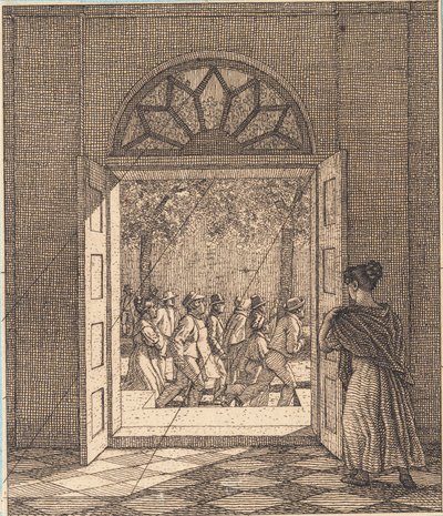 من الغرفة الأمامية. رسم توضيحي لـ "المنظور الخطي" ، اللوحة السادسة بواسطة كريستوفر فيلهلم إكرسبيرج