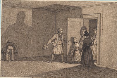 يظهر المسافرون غرفهم. رسم توضيحي لـ "المنظور الخطي" ، اللوحة الثامنة بواسطة كريستوفر فيلهلم إكرسبيرج