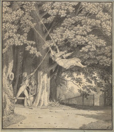The Woodlands بواسطة Skjoldnæsholm مع شاب يتأرجح لفتاة صغيرة بواسطة كريستوفر فيلهلم إكرسبيرج