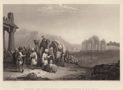 Scene in Kattiawar, Travellers and Escort (engraving) بواسطة سي (بعد) ستانفيلد