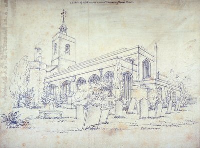 All Hallows-by-the-Tower Church ، لندن ، 1803 بواسطة سي جون إم ويتشيلو