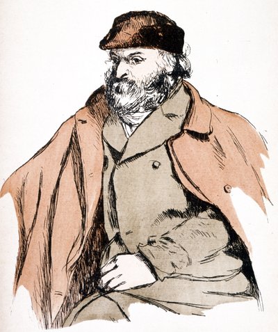 صورة توضيحية لبول سيزان (1839 - 1906) ، فنان فرنسي ورسام ما بعد الانطباعية. (نقش) بواسطة كميل (بعد) بيسارو