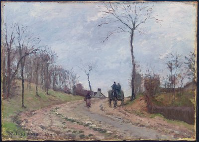عربة على طريق ريفي ، شتاء ، ضواحي Louveciennes ، 1872 بواسطة كميل يعقوب بيسارو