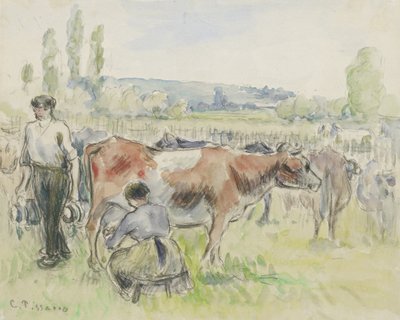 دراسة تركيبية لمشهد حلب في Eragny-sur-Epte ، 1884 (ألوان مائية فوق الطباشير السوداء) بواسطة كميل يعقوب بيسارو