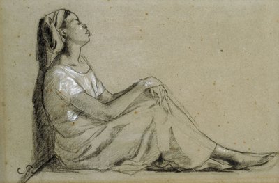 امرأة شابة سوداء جالسة ، 1855-57 بواسطة كميل يعقوب بيسارو