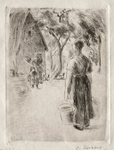 امرأة فلاحية تحمل دلاء ، 1889. بواسطة كميل يعقوب بيسارو