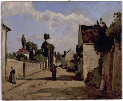 Rue de lHermitage ، بونتواز ، c.1867 (زيت على قماش مركب على لوحة) بواسطة كميل يعقوب بيسارو