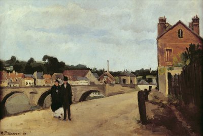 ال Chemin de lEcluse وجسر Pontoise ، 1867 (زيت على قماش مثبت على لوحة) بواسطة كميل يعقوب بيسارو