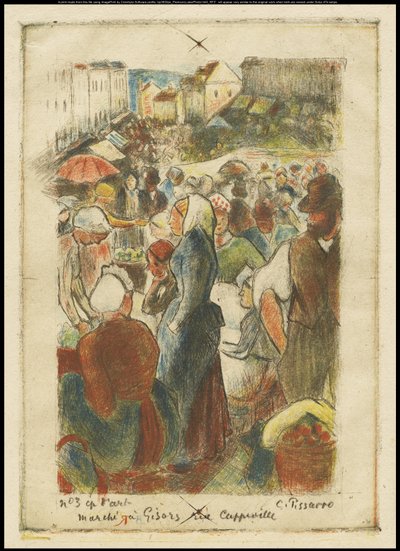 The Gisors Market، Rue Cappeville، c.1894 بواسطة كميل يعقوب بيسارو