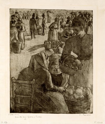 سوق الخضار في بونتواز ، 1891 بواسطة كميل يعقوب بيسارو