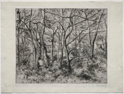 المناظر الطبيعية المشجرة في LHermitage ، Pontoise ، 1879. بواسطة كميل يعقوب بيسارو