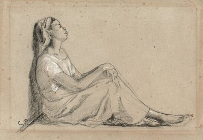 امرأة شابة سوداء تجلس ، 1855-7 بواسطة كميل يعقوب بيسارو