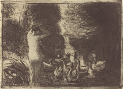 السباحون مع الأوز ، 1895. بواسطة كميل بيسارو