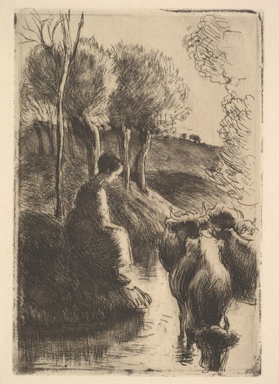 Cowherd ، في Waters Edge ، 1890. بواسطة كميل يعقوب بيسارو