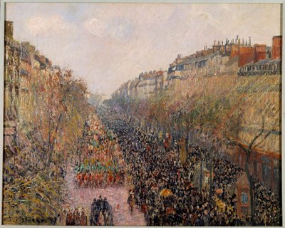 يوم ماردي غرا في شارع مونمارتر في باريس عام 1897 لوحة لكاميل بيسارو (1830-1903) 1897 لوس أنجلوس. متحف هامر بواسطة كميل يعقوب بيسارو