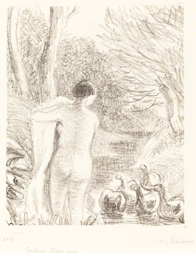 عارية فتاة الاوزة ، ج. 1897. بواسطة كميل بيسارو