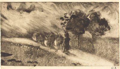 رعي الأبقار عند الغسق Vachere في المساء ، ج. 1890. بواسطة كميل بيسارو