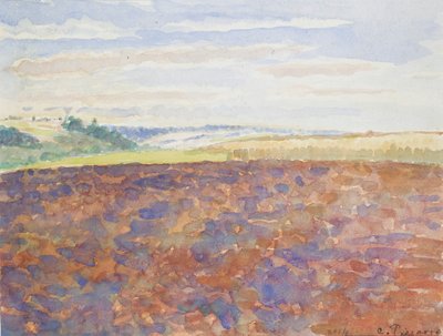 دراسة منظر طبيعي بحقل محروث ، Eragny-sur-Epte ، c1886-1890 بواسطة كميل بيسارو