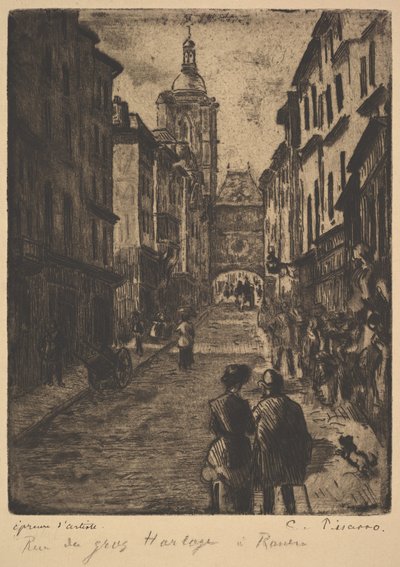 شارع الساعة الكبرى ، روان ، 1885. بواسطة كميل يعقوب بيسارو