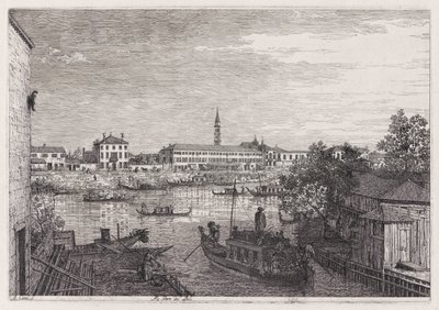 Ale Porte del Dolo (At the Locks of Dolo) ، من سلسلة Vedute (المشاهدات) بواسطة كاناليتو (قناة جيوفاني أنطونيو)