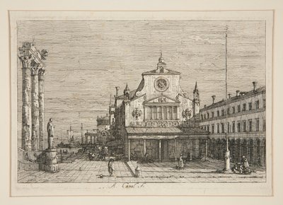 منظر خيالي لـ S. Giacomo di Rialto ، من سلسلة Vedute (المشاهدات) بواسطة كاناليتو (قناة جيوفاني أنطونيو)