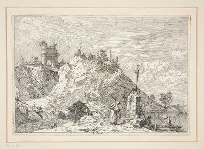منظر طبيعي مع الحاج في الصلاة ، من سلسلة "فيدوت" (مشاهد). بواسطة كاناليتو (قناة جيوفاني أنطونيو)