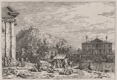 The Market at Dolo ، من سلسلة Vedute (المشاهدات) بواسطة كاناليتو (قناة جيوفاني أنطونيو)