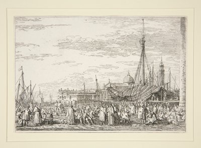The Market on the Molo ، من مسلسل Vedute (المشاهدات) بواسطة كاناليتو (قناة جيوفاني أنطونيو)