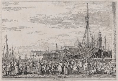 The Market on the Molo ، من مسلسل Vedute (المشاهدات) بواسطة كاناليتو (قناة جيوفاني أنطونيو)