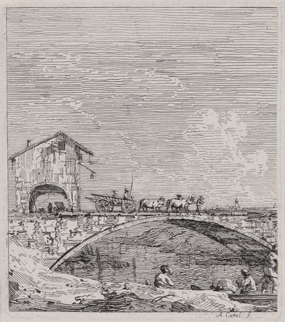 The Wagon Passing over a Bridge ، من سلسلة Vedute (المشاهدات) بواسطة كاناليتو (قناة جيوفاني أنطونيو)