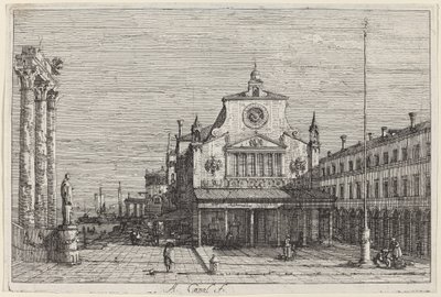 منظر خيالي لـ S. Giacomo di Rialto ، c. 17351746. بواسطة كاناليتو