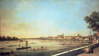 لندن ، التايمز في وستمنستر و وايتهول من شرفة سومرست هاوس ، c.1750-51 بواسطة قناة جيوفاني أنطونيو (كاناليتو)