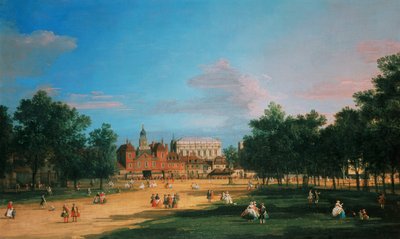 الحرس الحصان القديم وقاعة الولائم ، وايتهول من حديقة سانت جيمس ، 1749 بواسطة قناة جيوفاني أنطونيو (كاناليتو)