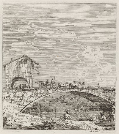 العربة التي تعبر الجسر بواسطة Canaletto