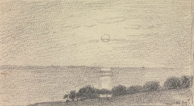 رسم تخطيطي لشمس منخفضة فوق البحر، 20 أغسطس 1826 بواسطة نقيب. توماس هاستينغز