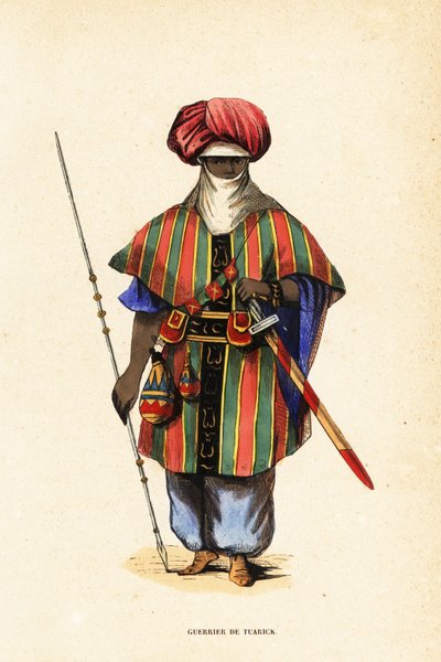 Noble Tuareg warrior of Agadez, Niger, in tagelmust (turban and veil), taktkat (shirt) and akarbey (pants) بواسطة الكابتن جورج فرانسيس (بعد) ليون