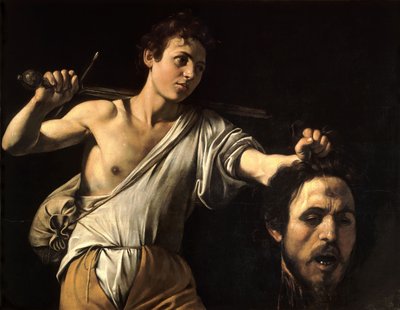 إيطالي  Davide con la testa di Golia David con la testa di Golia David with the Head of Goliath بواسطة كارافاجيو