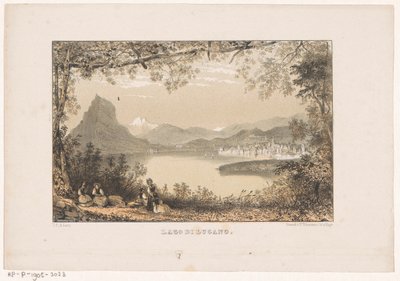 منظر لبحيرة لوغانو Lago di Lugano (العنوان على الكائن) بواسطة كاريل كريستيان أنطوني آخر