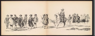 حفلة تنكرية لطلاب ليدن ، ١٨٥٠ (اللوحة 6) Intogt بواسطة فريدريك هندريك في فيلم Hertogenbosch في عام 1629: أداء بالملابس بواسطة H.H. طلاب Leydsche Hoogeschool den XI يونيو من العام 1850 (عنوان السلسلة على الكائن) بواسطة كاريل كريستيان أنطوني آخر