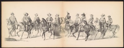 حفلة تنكرية لطلاب ليدن ، ١٨٥٠ (اللوحة 7) Intogt بواسطة فريدريك هندريك في فيلم Hertogenbosch في عام 1629: أداء بالملابس بواسطة H.H. طلاب Leydsche Hoogeschool den XI يونيو من العام 1850 (عنوان السلسلة على الكائن) بواسطة كاريل كريستيان أنطوني آخر